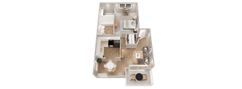 a floor plan of a house with a bedroom and a living room