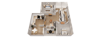 a floor plan of a house with a bedroom and a living room