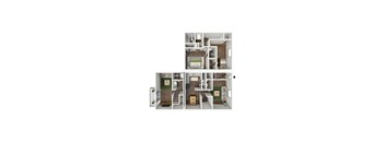 A series of images showing different layouts of a small apartment.