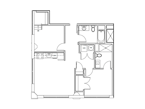 a floor plan of a small house with a bedroom and a living room