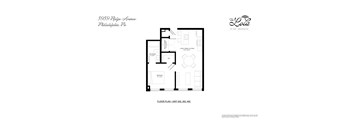 A black and white floor plan for a unit at 5959 Widge Avenue, Philadelphia, PA.