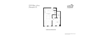 A black and white floor plan for a unit at The Lola.