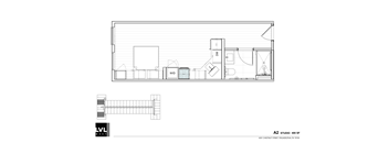 a floor plan of a small house with a bedroom and a living room