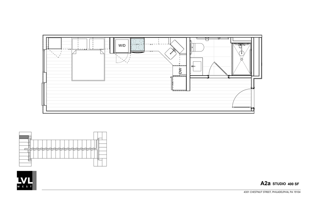 a floor plan of a small house with a bedroom and a living room
