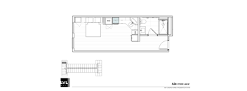 a floor plan of a small house with a bedroom and a living room