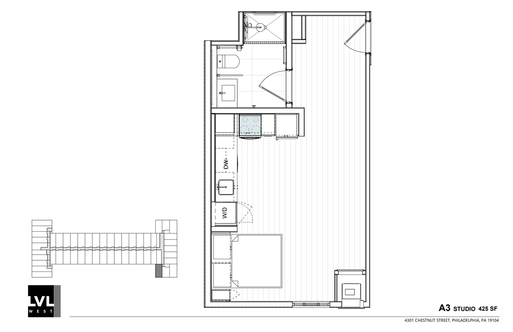 a floor plan of a small house with a bedroom and a living room