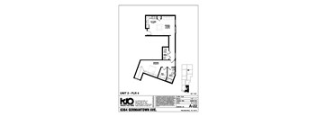 A drawing of a floor plan for a unit at KJO Architecture LLC.