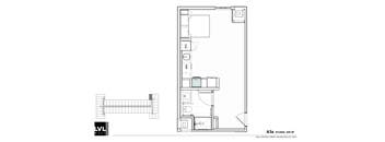 a floor plan of a small house with a bedroom and a living room