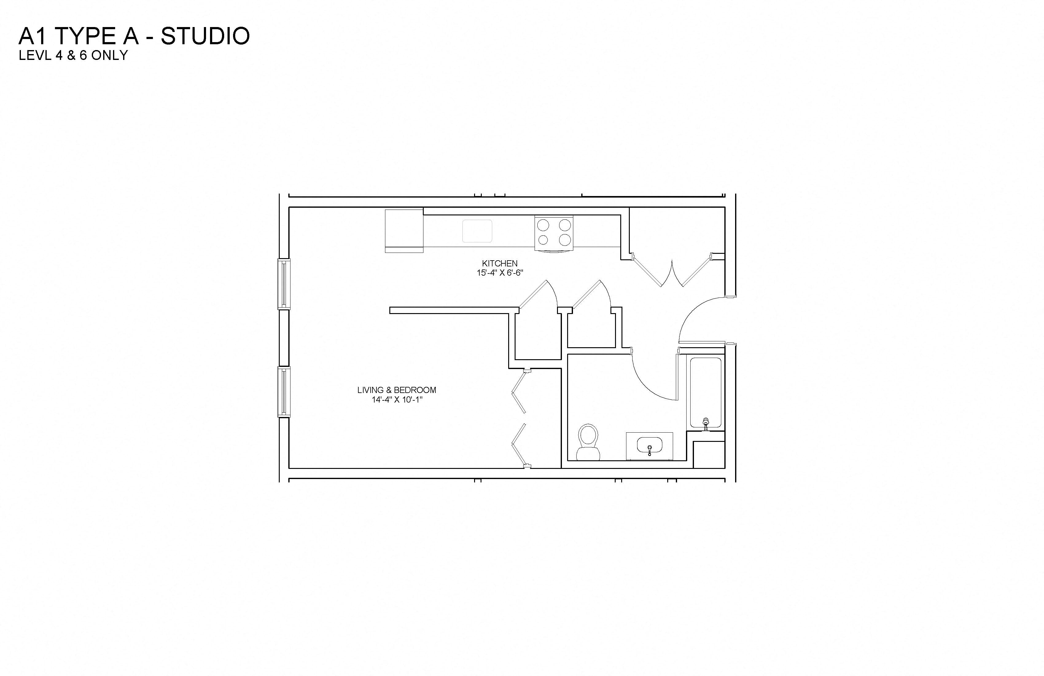 the floor plan of the studio apt at type a studio
