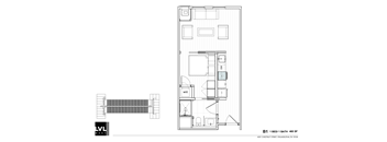 a floor plan of a small house with a garage