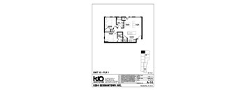 A drawing of a floor plan for a unit at KJO Architecture LLC.