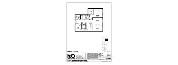 A drawing of a floor plan for a unit at KJO Architecture LLC.