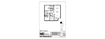 A drawing of a floor plan for a unit numbered 9.
