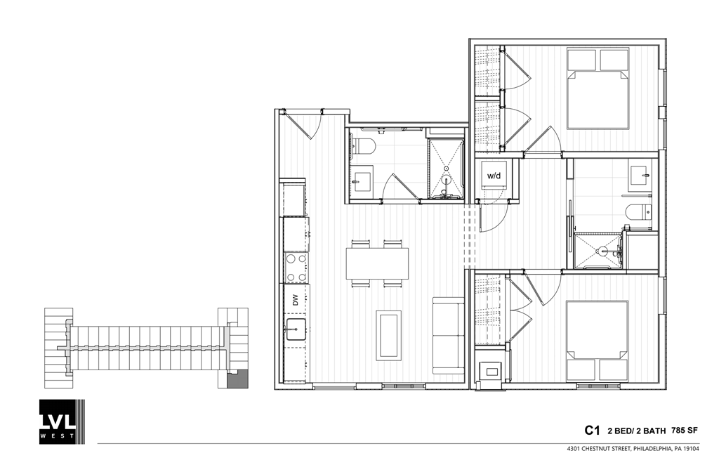 a floor plan of a house with windows and a balcony