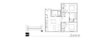 a floor plan of a house with windows and a balcony