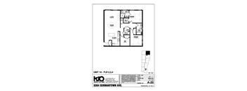 A drawing of a floor plan for a unit at KJO Architecture LLC.