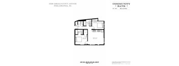 A floor plan for a Community Bank building located at 7208 Germantown Avenue, Philadelphia, PA.