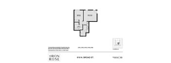 B1 Studio Floorplan at Iron Rose Apartments, Philadelphia, 19123