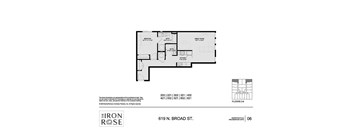 1 Bedroom 1.5 Bath Floorplan at Iron Rose Apartments, Philadelphia