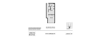 1 Bed Floorplan aat Iron Rose Apartments, Philadelphia