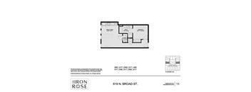 1 Bed 1.5 Bath Floorplan at Iron Rose Apartments, Philadelphia, 19123
