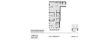 2 Bedroom Floorplan at Iron Rose Apartments, Pennsylvania, 19123