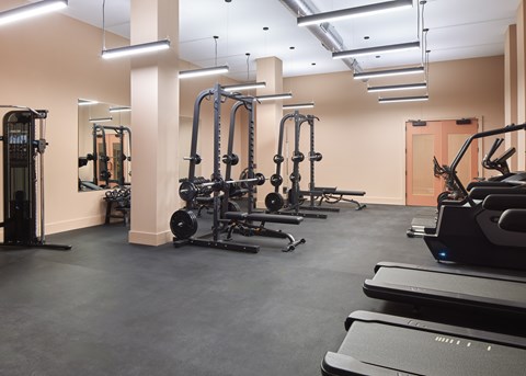 Gym with Treadmills at Iron Rose Apartments, Philadelphia, PA