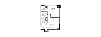 a floor plan of a 1 bedroom floor plan