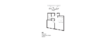A floor plan for a unit at Fairman's Garret the Quaker.