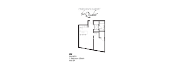 A floor plan for a unit at Fairman's Garret the Quaker.
