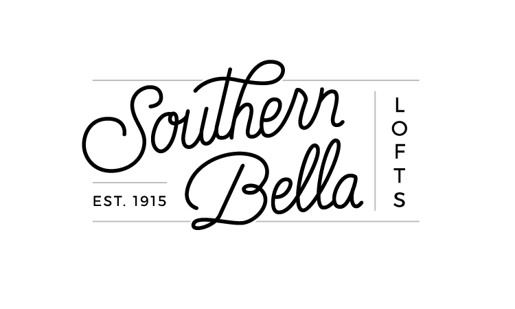 A logo with the words Southern Bella and Lofts on it.