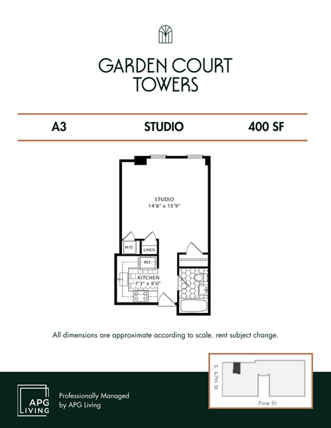 the floor plan of garden court towers