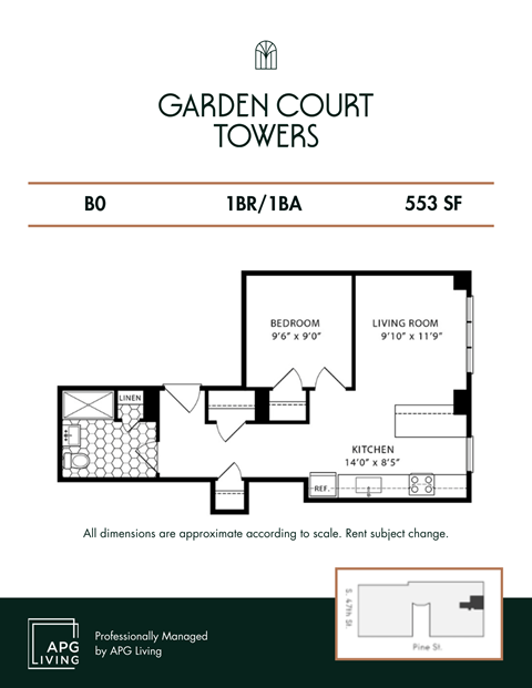 the floor plan of the garden court towers