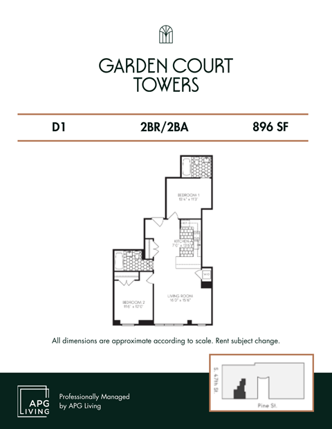 the floor plan of garden court towers