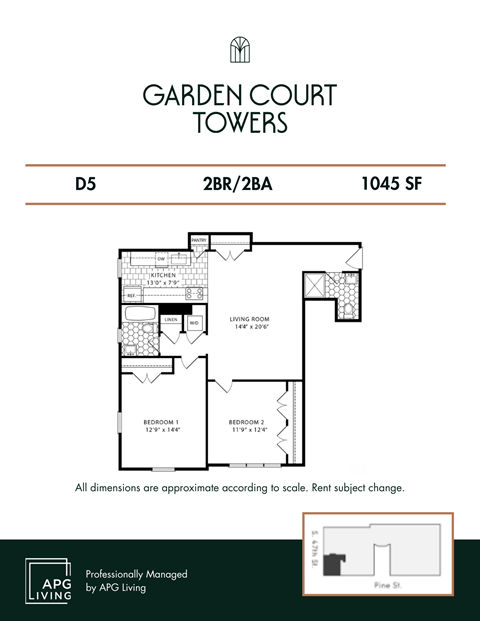 the floor plan of the garden court towers