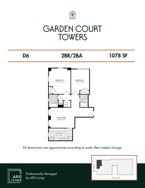 the floor plan of garden court towers