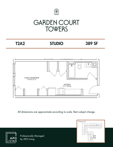 the floor plan of garden court towers