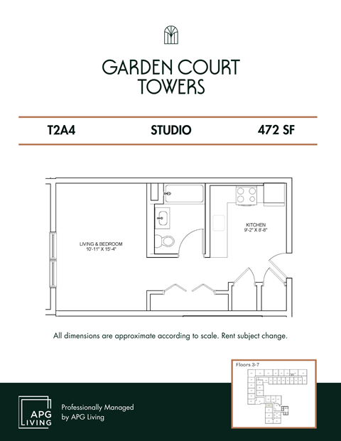 the floor plan of garden court towers