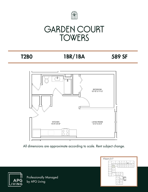 the floor plan of garden court towers