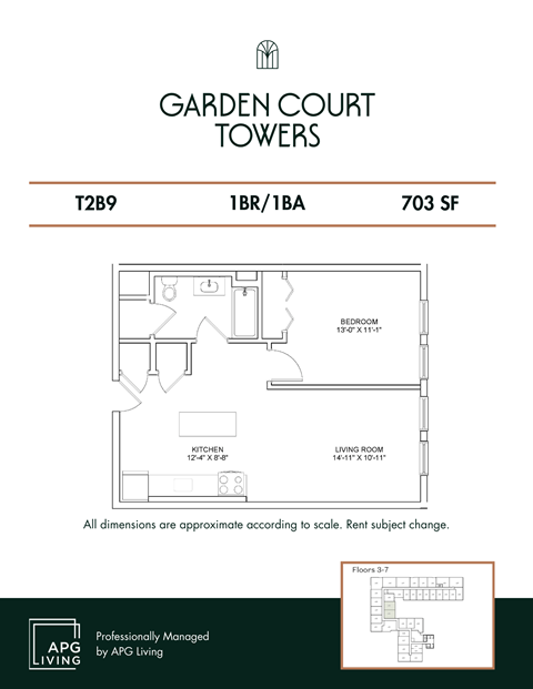 the floor plan of garden court towers furnished apartment
