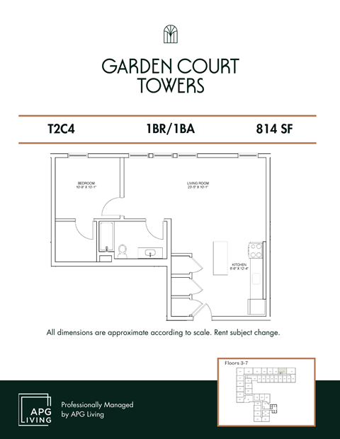 the floor plan of garden court towers