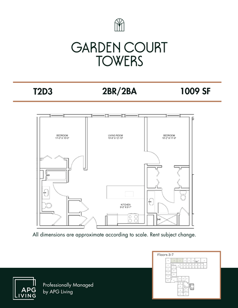 the floor plan of garden court towers