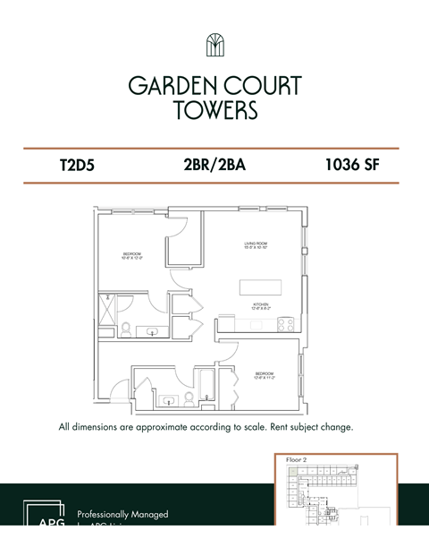 the floor plan of garden court towers