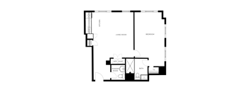 A black and white image of a floor plan for a house.
