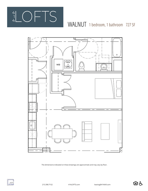the floor plan walnut 1 bedroom apartment