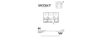 2Bed Floor Plan D1 at The Weaver, Philadelphia, PA, 19125