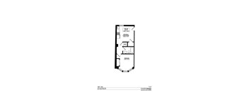 A floor plan for a unit with a living room, bedroom, and bathroom.