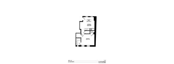 A floor plan for a home with a living room, dining room, kitchen, and bathroom.