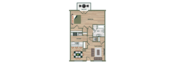 1 bed 1 bath C at The PARKER on E Mulberry Apartments, San Antonio