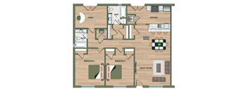 2 bed 2 bath A at The PARKER on E Mulberry Apartments, San Antonio